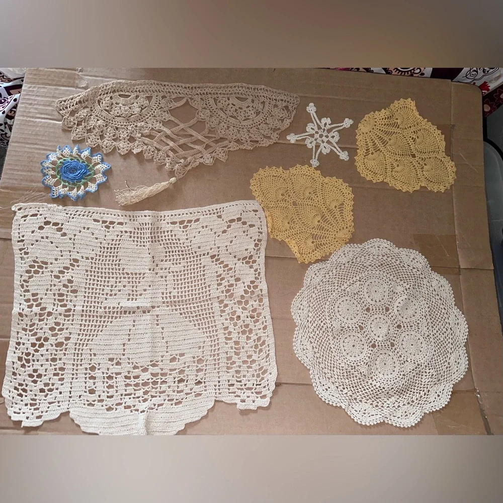 Handmade Crochet Doilies etc lot of 7 Vintage